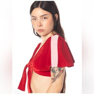 Solstice Intimates Velvet Track Crop Top Size Medium